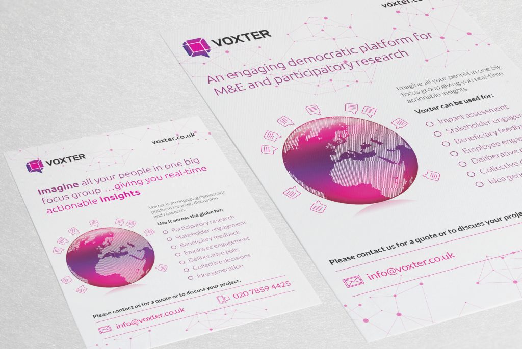 Voxter Flyer | Branding, Strategy, Print and Website Design from Independent Marketing | IM London