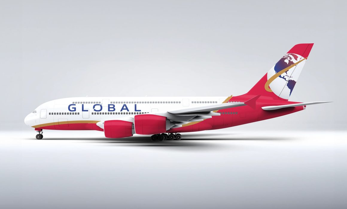 Global Airlines right side livery Americas globe