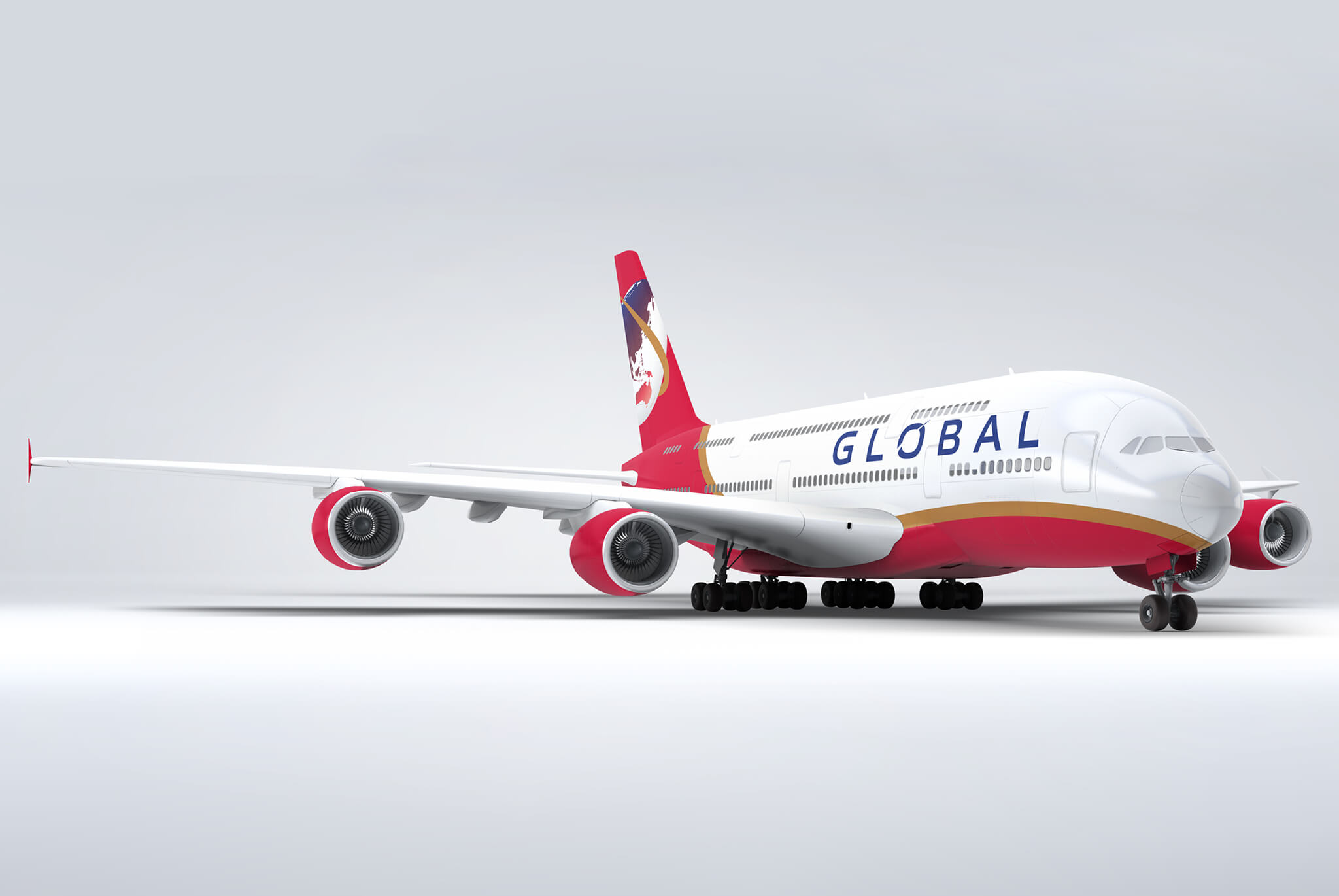 Global Airlines left side livery Europe Asia globe